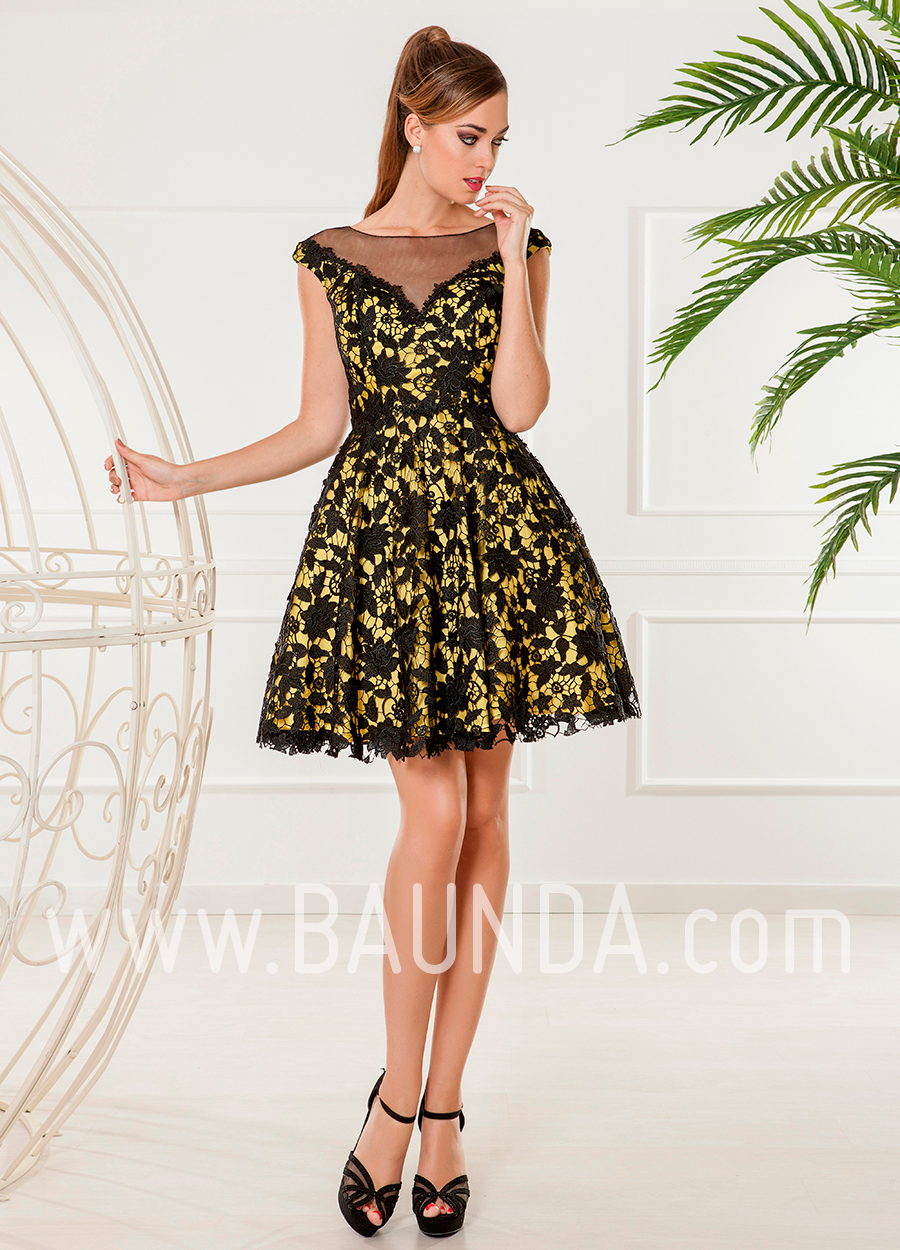 Vestido corto xm Baunda 4872 amarillo y negro Baunda